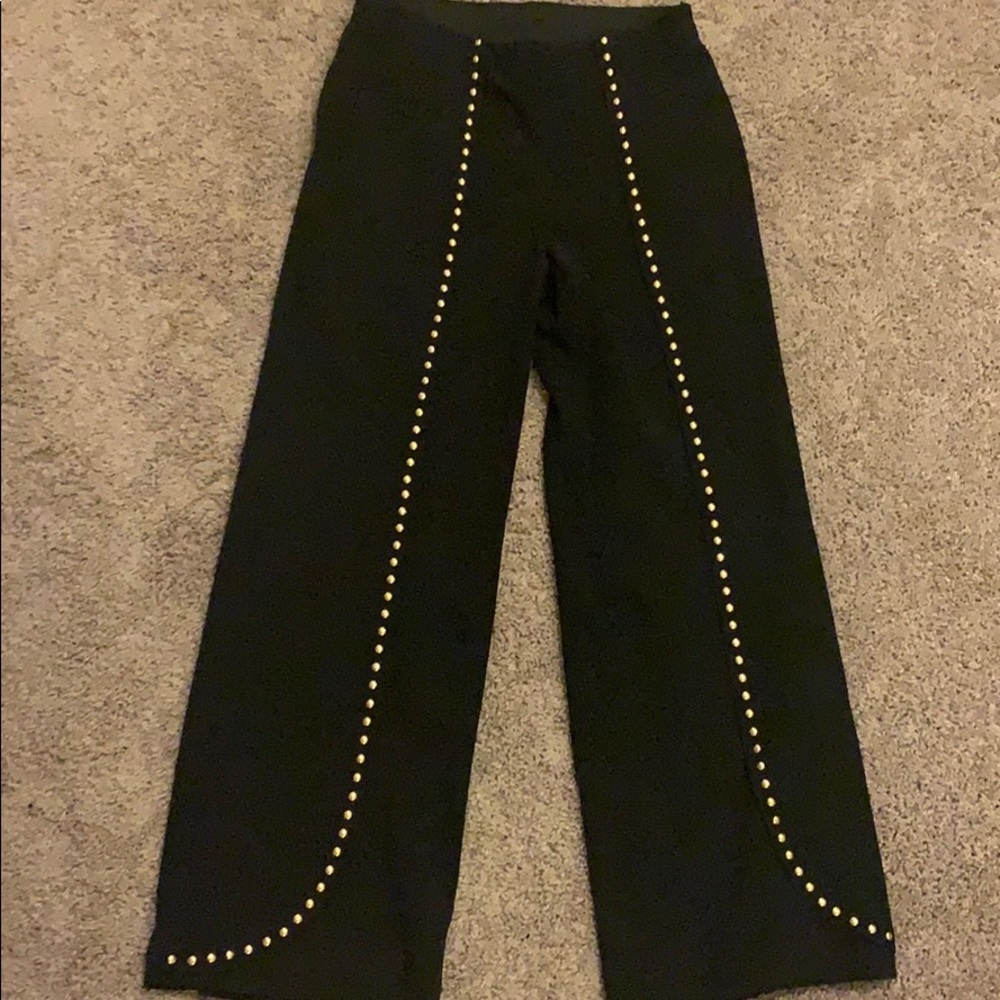 Black studded wide leg pant